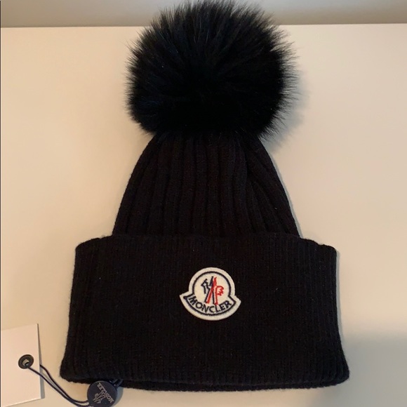 moncler black beanie hat
